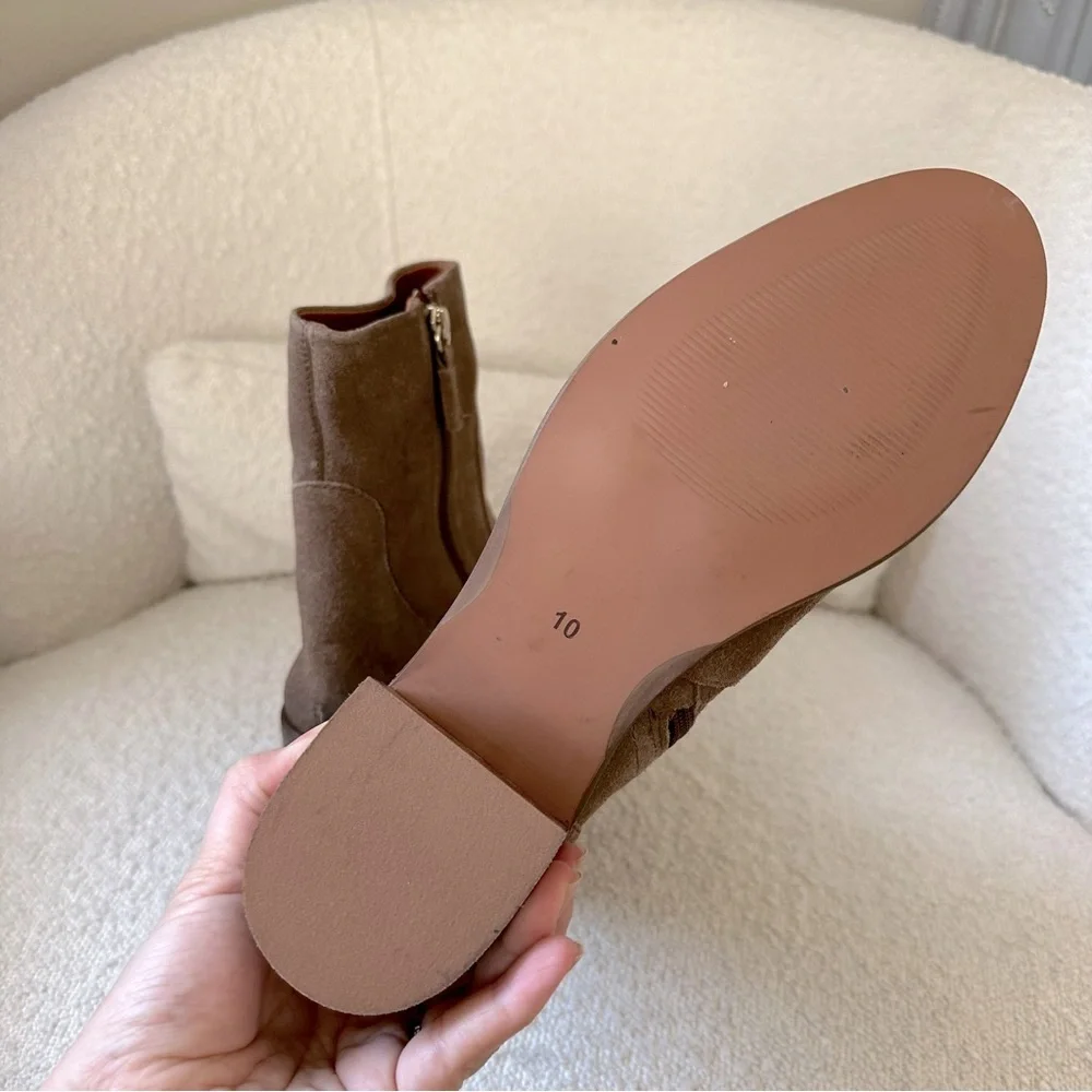 Steve Madden Shoes Leather Boots Pull On Ankle Bootie Taupe Suede Raiden